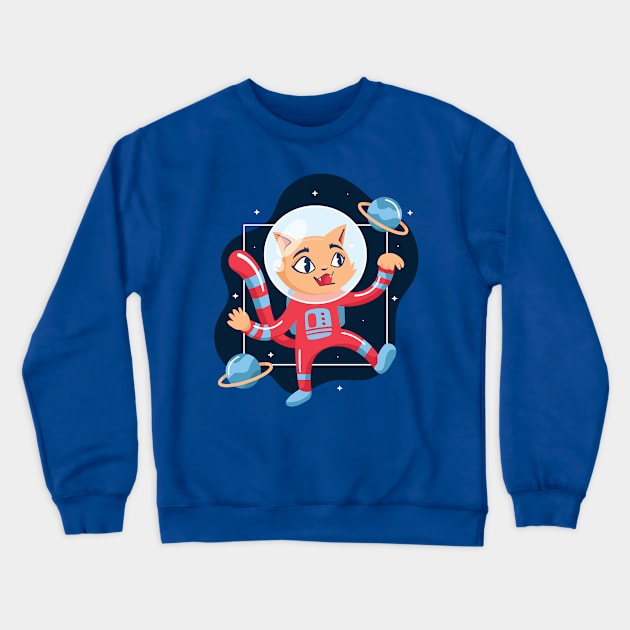 Astronaut Kitten Crewneck Sweatshirt by Safdesignx